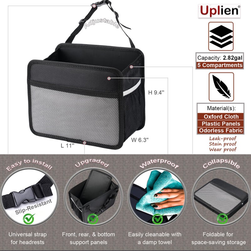 Uplien Car Back Seat Organizer and Storage Bag  Premium 1680D Oxford Cloth Collapsible Universal Hanging Car Seat Back Organizer for Kids & Adults - Image 3